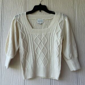 Pink Rose Puff Sleeve Knit Top